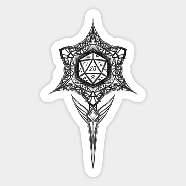 D20 (black) Sticker by Kytri